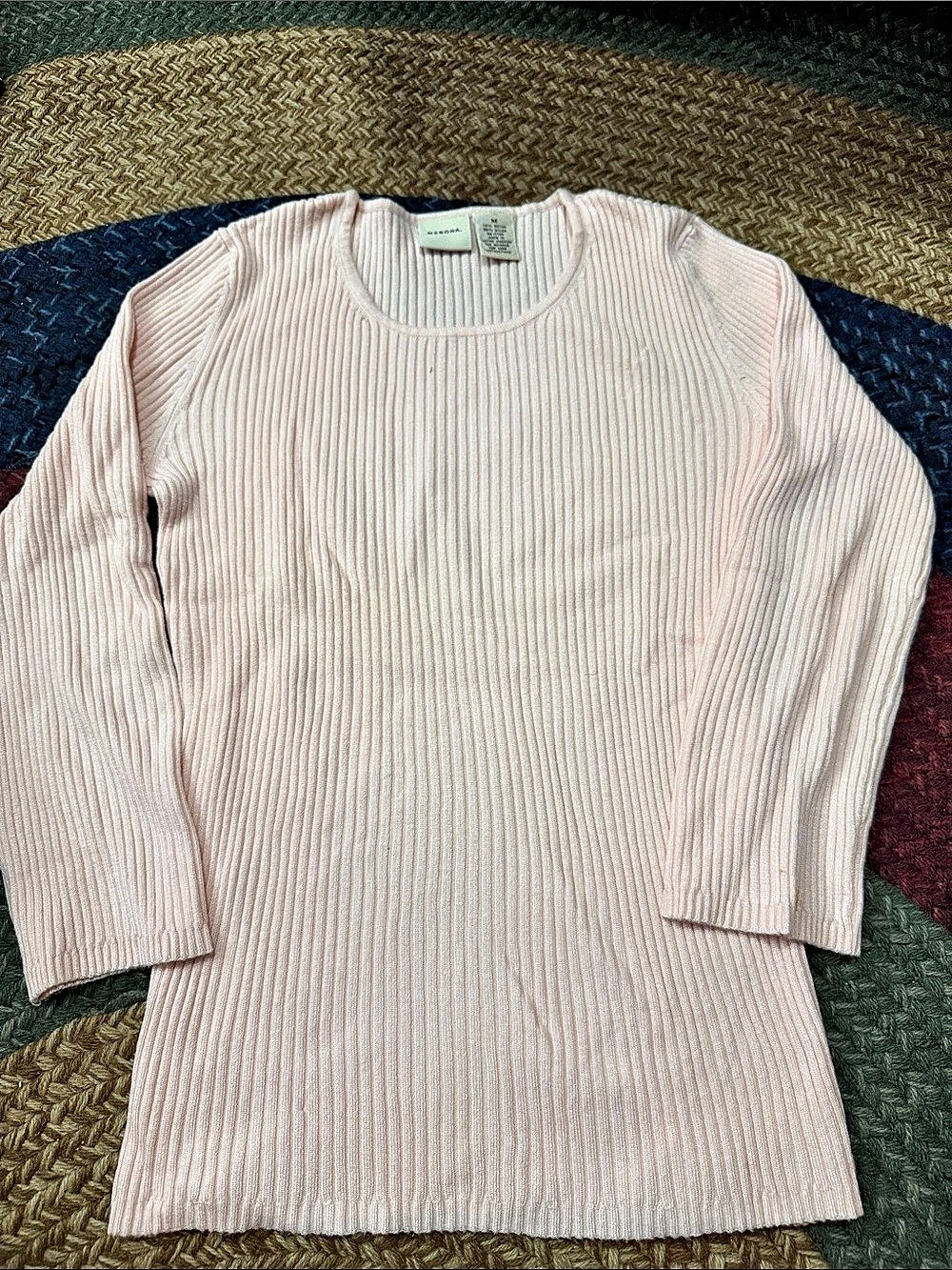 Merona Ribbed Crew Neck Sweater in Pink Size Medium